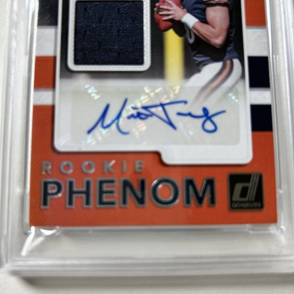PSA 8 2017 Mitchell Trubisky Rookie Phenom Jersey AUTO-Chicago Bears 32/99-NM-MT - Picture 2 of 6